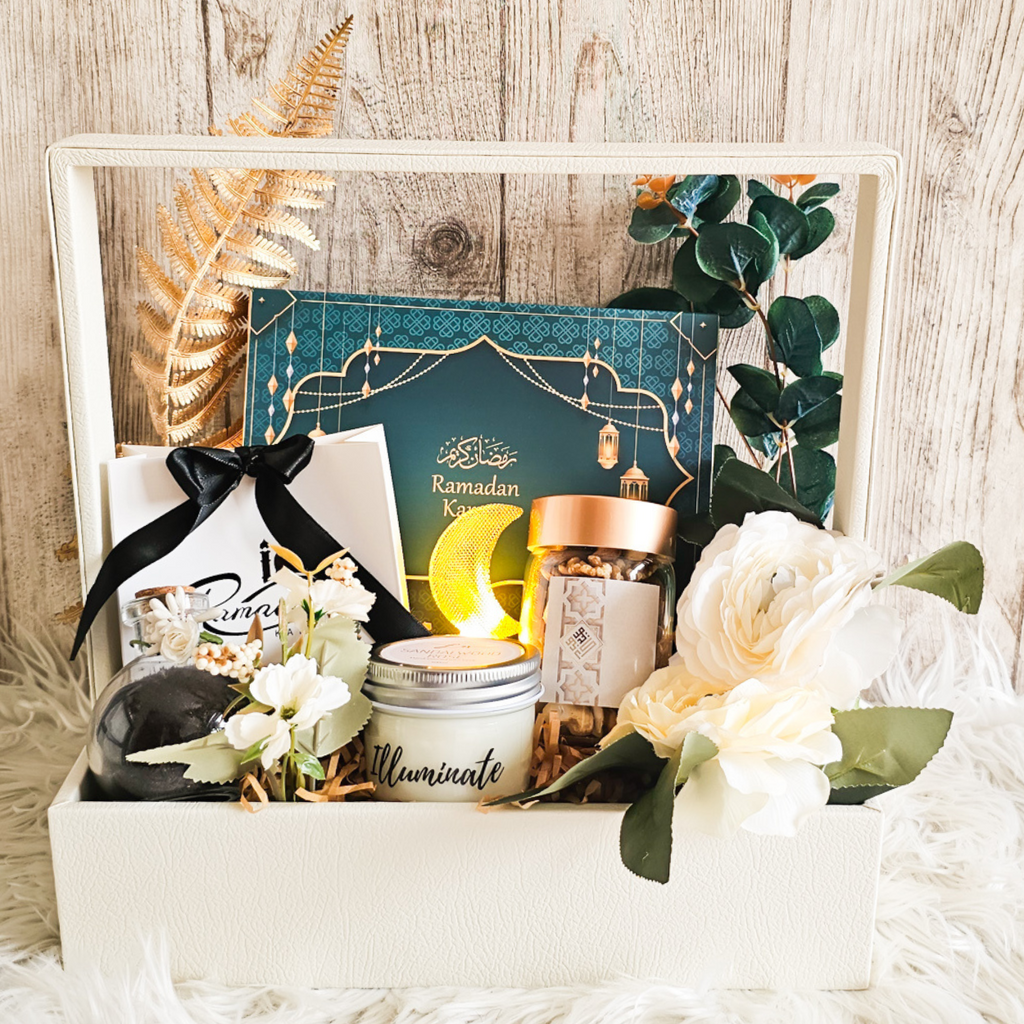 Festive Ramadan Treats gift basket including chocolates, premium treats, and decorative items for celebrating Ramadan with loved ones.