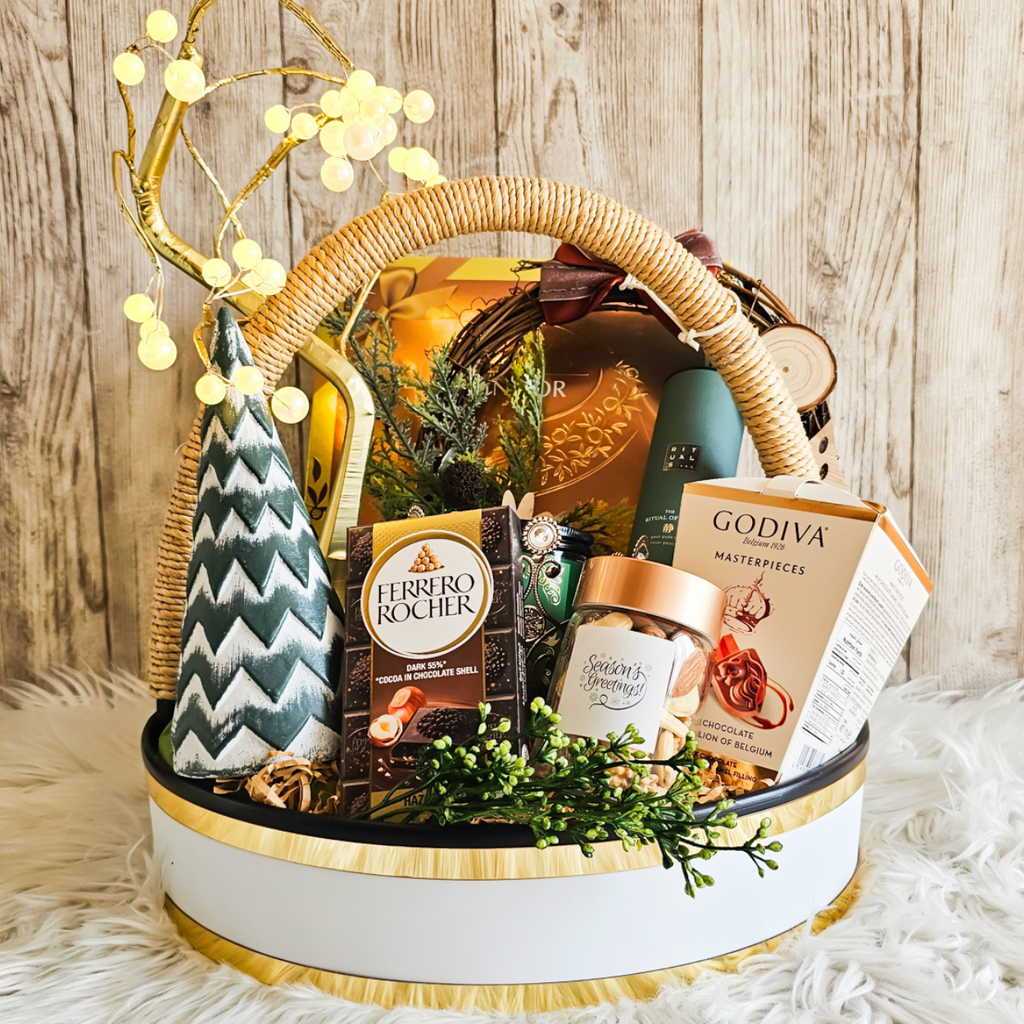 Gold Christmas Gift Basket